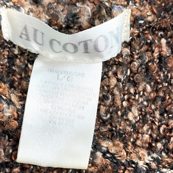 Vintage Au Coton Brown Mock Neck Sweater L - Picture 6 of 11